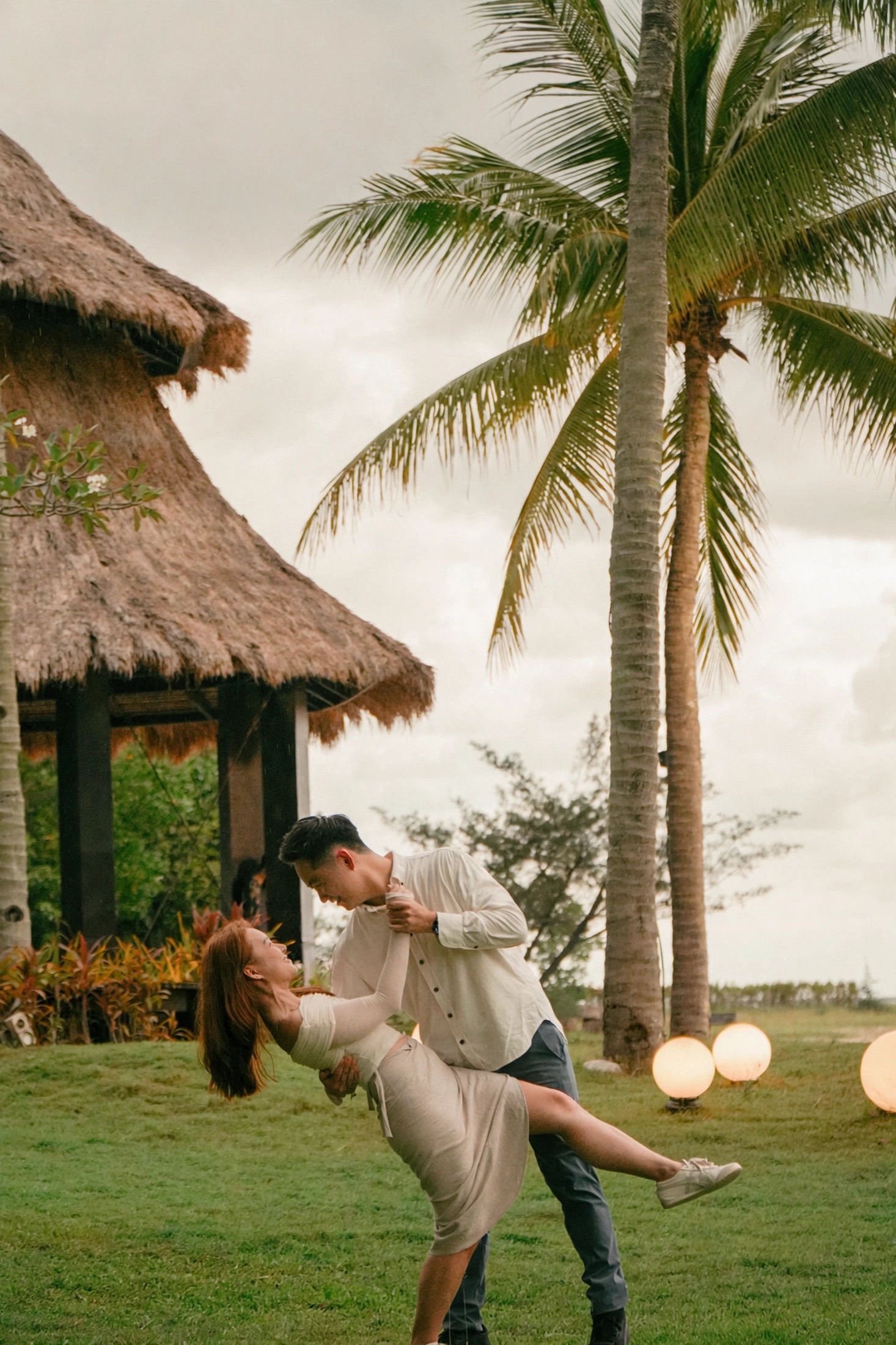 Ian and Phylicia in a wide tropical dip portrait